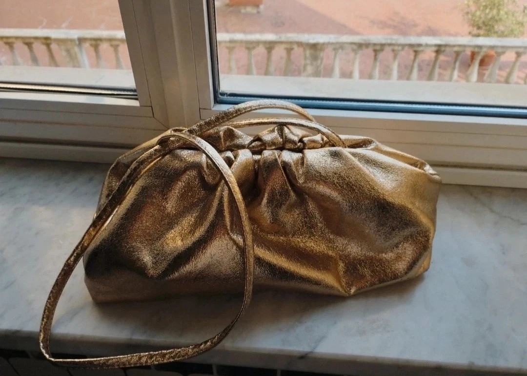 Emprier Pochette Metallo Geometrica Oro - Borsa Da Sera Con Catena - 18x10 Cm