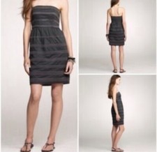 J Crew Dress 4 Gray Ginny Rugby Strapless Lined Stripe Elegant A-line Summer