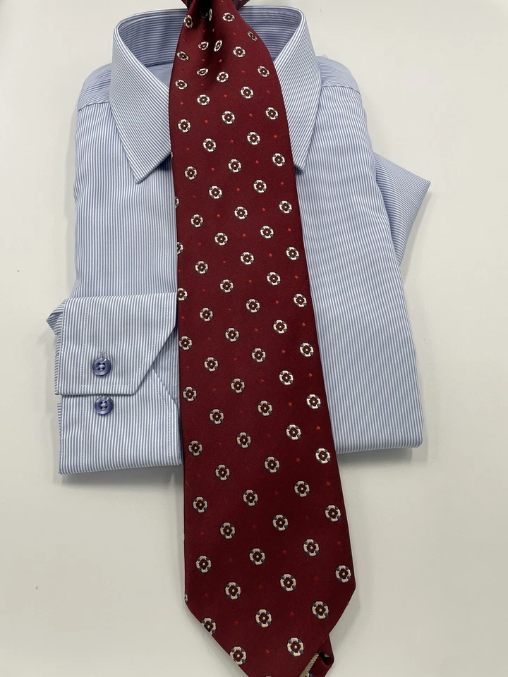 Ermengildo Zegna Maroon & White Dot 100% Silk Tie - Image 2 of 4