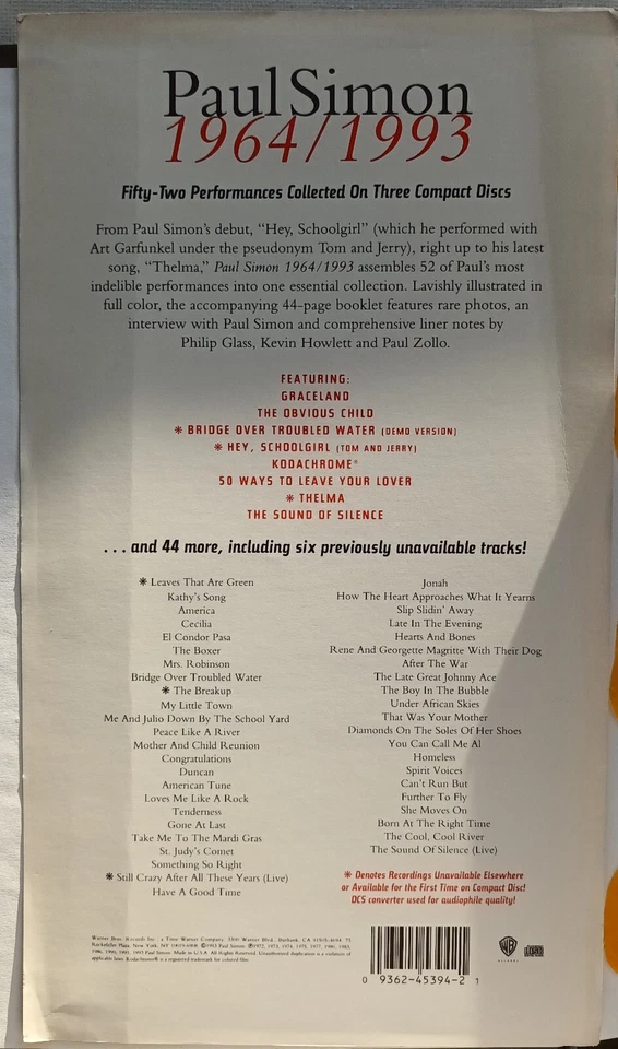Paul Simon 1964 1993 Box 3 CD + Broschüre - Bild 2 von 3