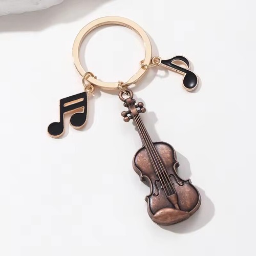 1 remises Piece Classic Violin Notes Enamel Keychain Musical Instrument Music Key Ring
