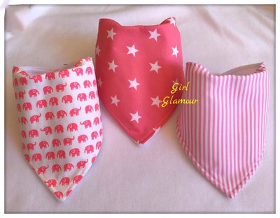 Bandanna Dribble Bib made with Pale Pink Stars material
