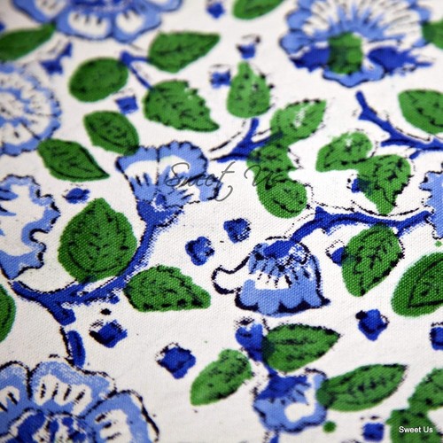 Royal Paisley Floral Block Print Placemat, Sea glass Symphony - Picture 2 of 2