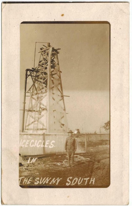 Oil Well Military Man - Icicles in Sunny South - RPPC  ........... FREE SHIPPING