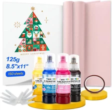 Sublimation Ink Set with 150 Sheet Sublimation Paper 8.5X11” 120G, 2 Pack Teflon