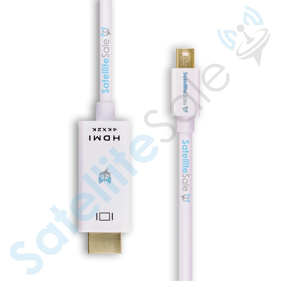 SatelliteSale Mini DisplayPort to HDMI 4K/60Hz Cable PVC White Cord - Image 3 of 4