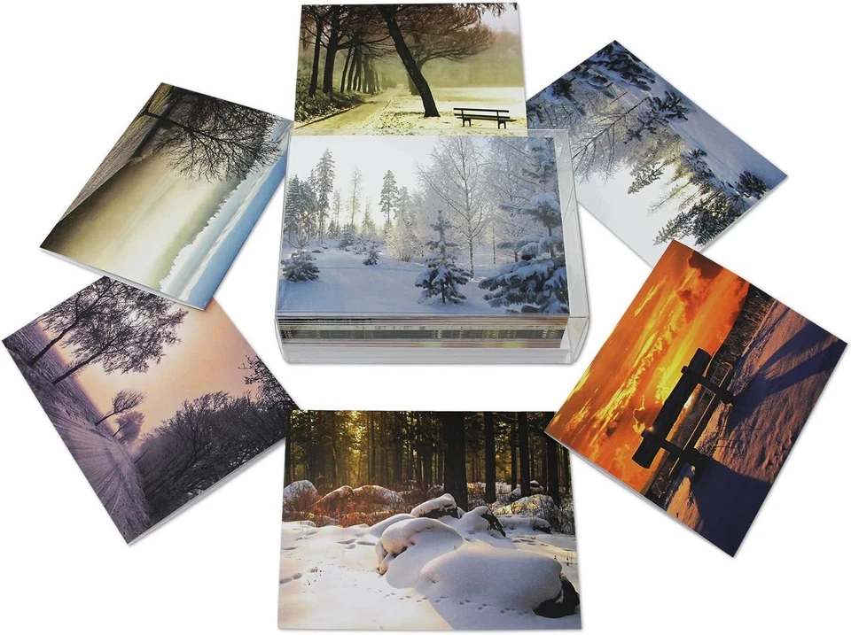 Hermosas tarjetas de escenas de invierno - en blanco por dentro - 5,5"x4,25" 12 o 24 paquetes Foto 2 de 4