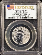 2007-W 1/2oz Reverse Proof Platinum PCGS PR70 Coin 2080.00 per troy oz