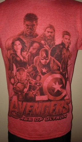 MARVEL AVENGERS RED TONE CAST MOVIE COMIC SOFT SMALL SM MENS TEE SHIRT NEW - Picture 2 of 2