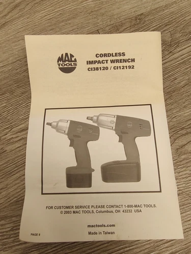 Mac Tools Cl12192 19.2v 无绳 1/2 英寸冲击未经测试!!! 免运费 - 第 10 张/共 10 张