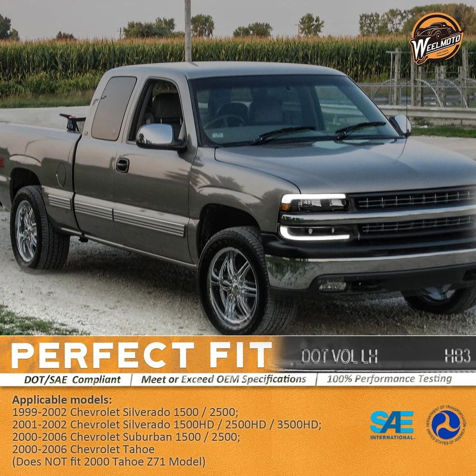 Pair Headlights For 1999-2002 Chevy Silverado 00-06 Tahoe LED DRL & Bumper Lamps Foto 2 de 4