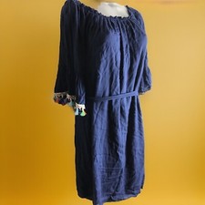 NEW MLLE GABRIELLE DRESS -PLUS SIZE 1X -BOHO PEASANT NAVY - 
