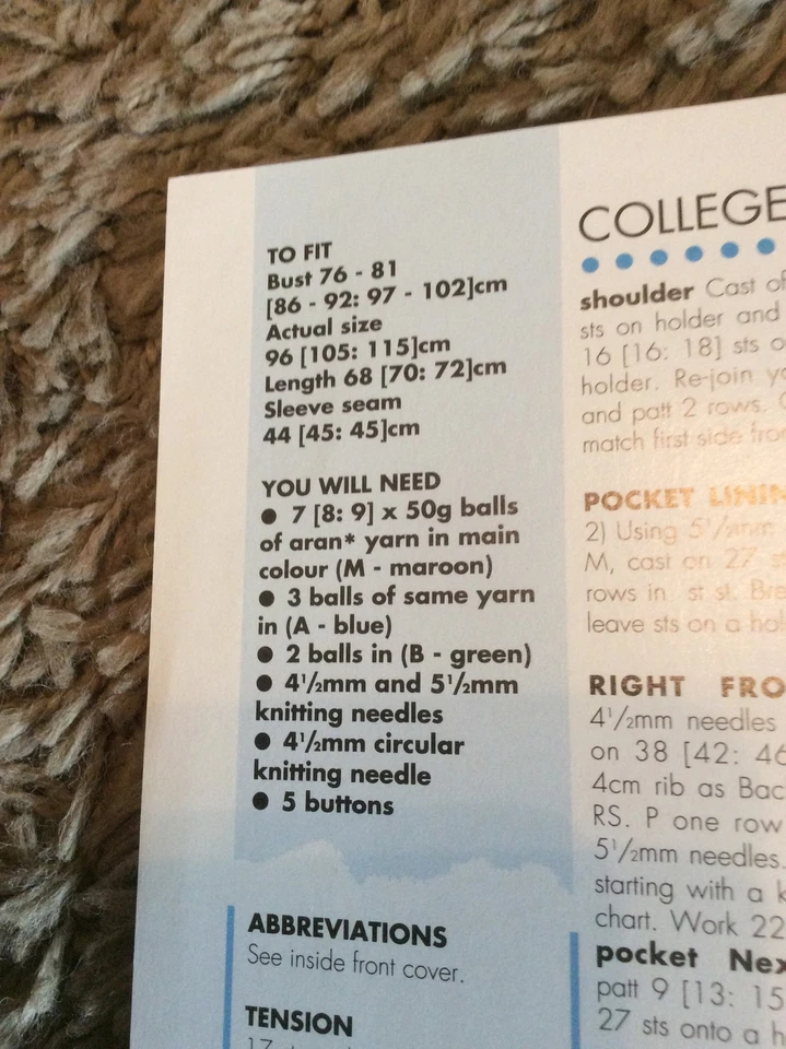 VINTAGE CREATIVE NEEDLES PATTERN - COLLEGE SPORT KNITTING PATTERN IN ARAN - Image 3 of 3