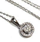 10k white gold .14ct SI1 G diamond pendant necklace 1.8g estate 16"-18" — photo 5