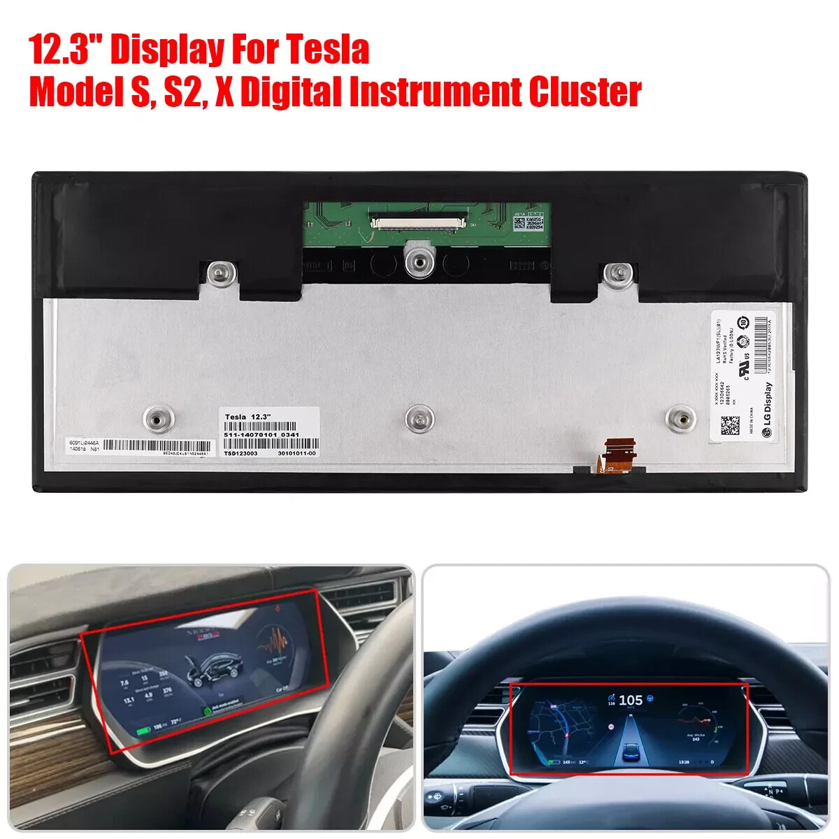 REPLACEMENT LCD Display Tesla Model S, S2, X GEN 2 Digital