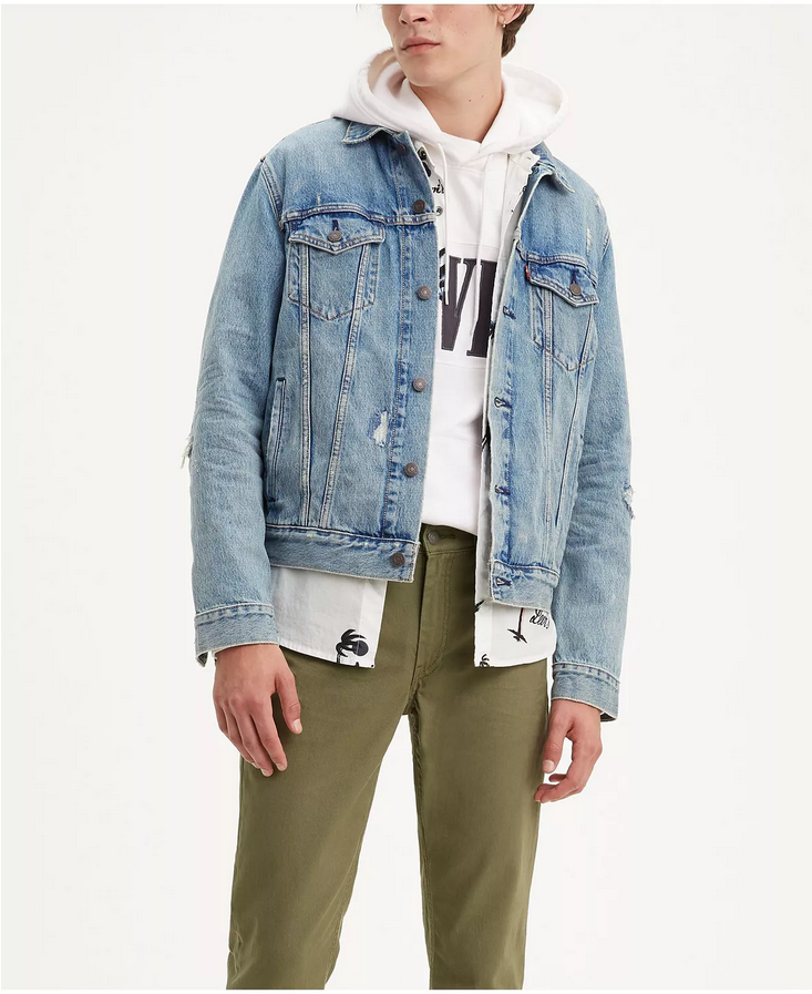 Trucker Jacket Ripped Denim Jacket For Mens Denim Trucker Jacket