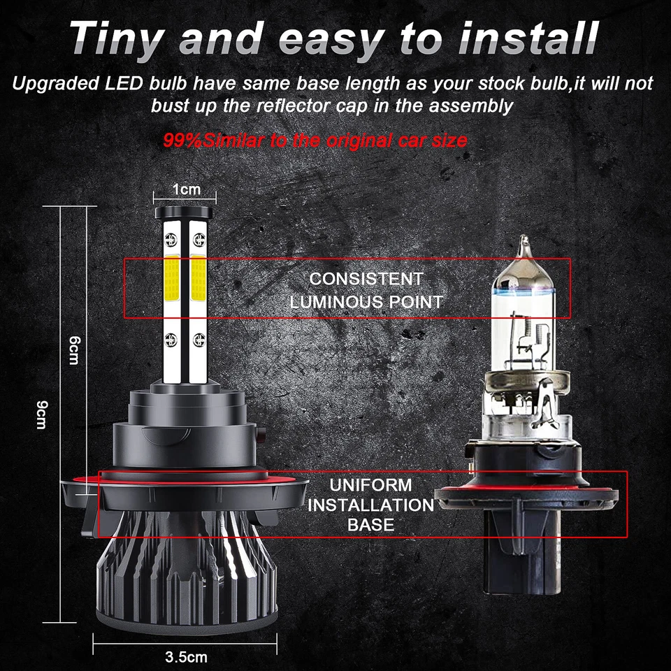 Faro LED H13 9008 4 lados haz alto-bajo para Nissan NV200 NV1500-3500 2013-2019 Foto 4 de 4