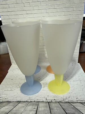 Vintage Tupperware Set of (4) Parfait Dessert Pudding Dishes in pastels