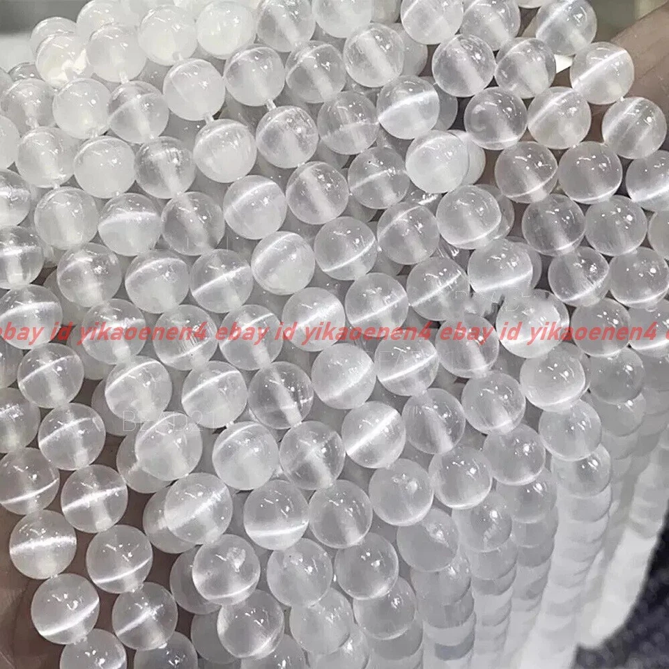 Selenite Beads Grade AAA Natural Gemstone Round Loose 6mm 8mm 10mm 15" Strand - Image 3 of 4