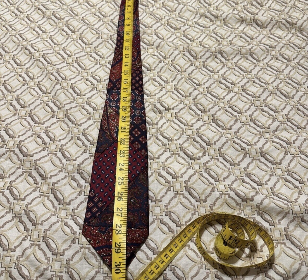 Robert Talbott Tie Patchwork Unique Red Hand Sewn… - image 9