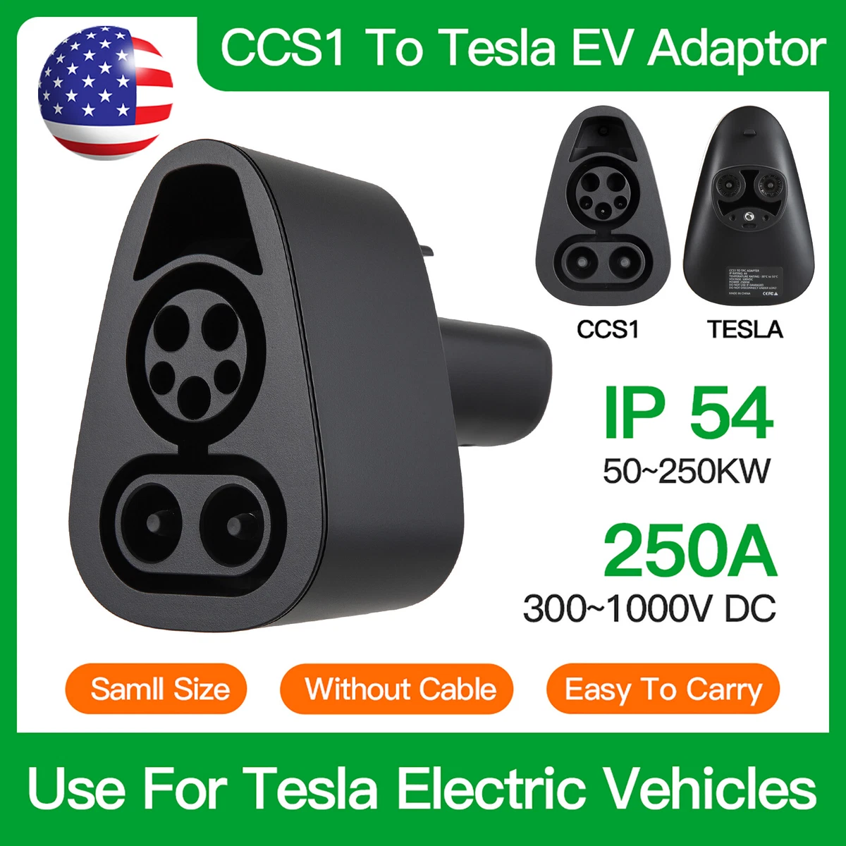 CCS 1 Fast Charging Adapter For Tesla Model 3/S/X/Y Up to 250KW DC Charger  Combo 