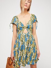 Free People Miss Right Mini Dress Sz S Floral Print Multicolor Cutout Pockets