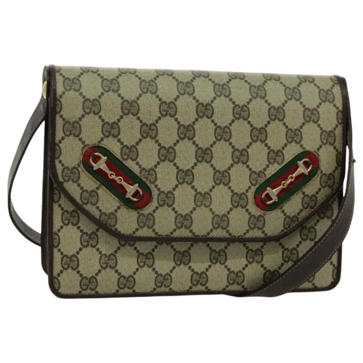 Sac à bandoulière GUCCI GG Supreme Web Sherry Line PVC beige rouge vert authentique 96385