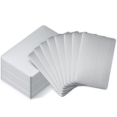 30 Pcs Stainless Steel Metal Business Cards Blank Card Laser Engraving, 0.8mm