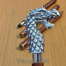 Antique Vintage Style Dragon Head Handle Wood Walking Stick Cane Handmade Gifts