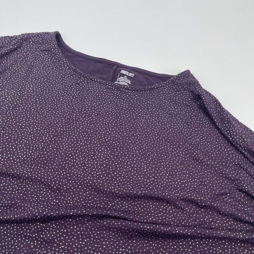 Jennifer Lopez Womens Top Large Petite Purple Metallic Silver Casual Sparkle New - 第 6/9 張圖片