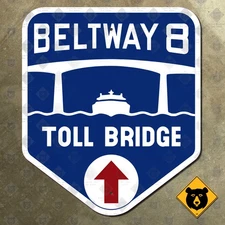 Texas Houston Ship Channel Bridge beltway 8 highway marker road sign 1982 10x12