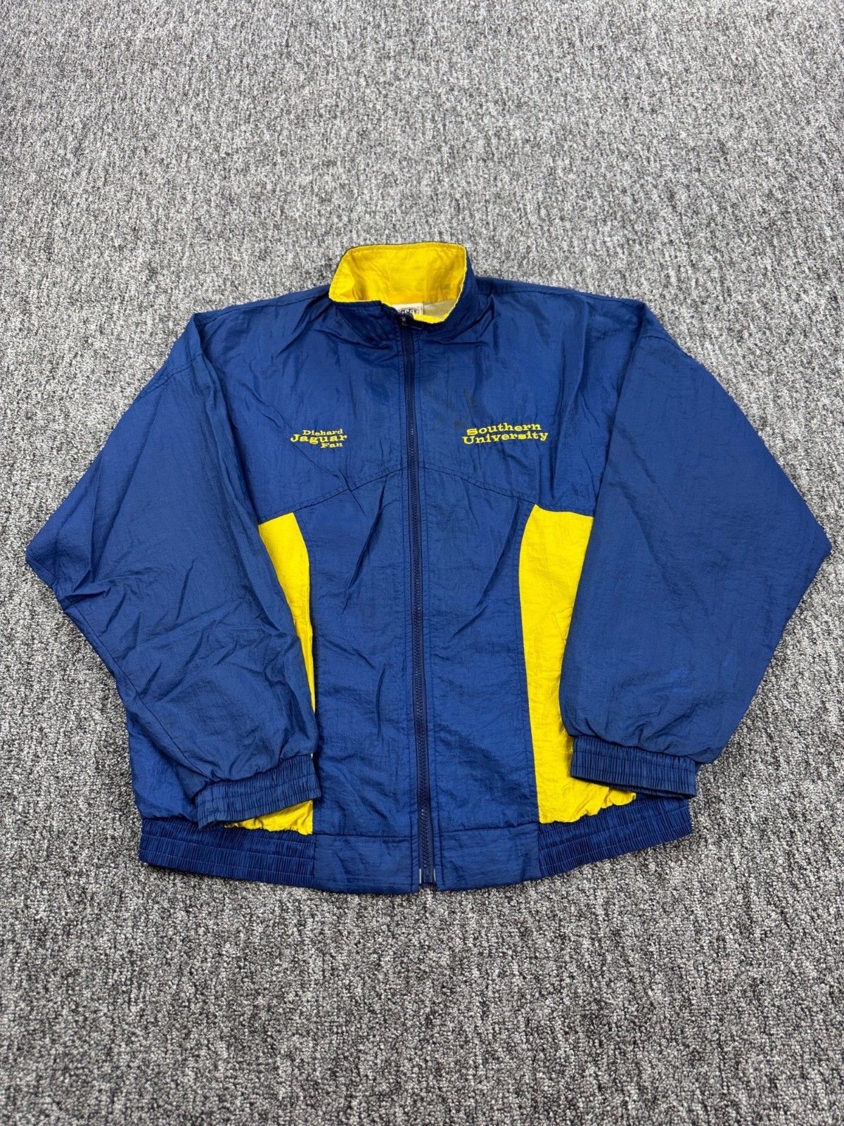 Vtg Southern University Jaguars Jacket Men Large Colorblock Full Zip Windbreaker