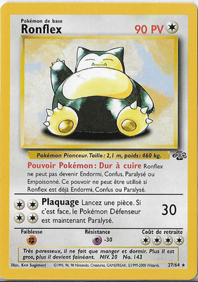 Snorlax - Ronflex - Jungle (JU) 27/64 Non-Holo Rare - LP/MP