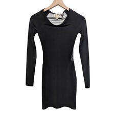 Elizabeth and James Dress Womens XS Black Long Sleeve Mesh Back Bodycon Cocktail