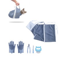 KlerRoem Cat Bathing Bag, Adjustable Anti-bite and Large, Grey Set