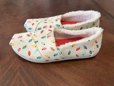 TOMS Alpargatas Christmas Lights Fleece Lined Canvas Shoes Women's Size 7 NEW