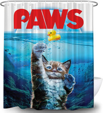 Funny Cat Shower Curtain Set. Stylish Waterproof Polyester Shower Curtain Bathro