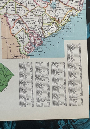 Mapa Estatal Vintage Carolina del Sur 9x12 Color 1967 Atlas Hammond Art - Imagen 6 de 6