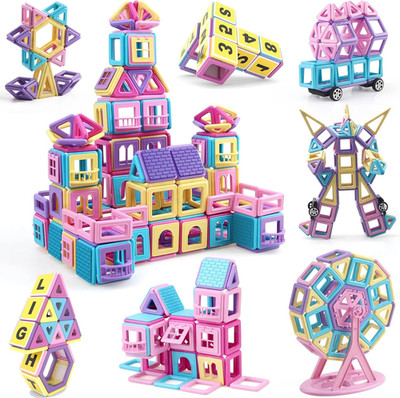Magnetic Tiles 199 PCS Mini Magnetic Building Blocks for Girls & Boys Birthday G