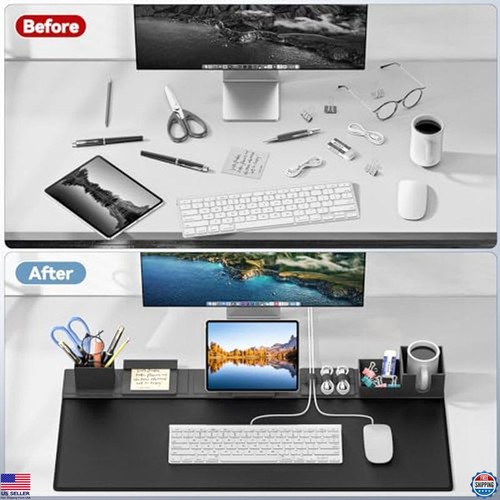 6-in-1 Desk Pad Mat Set with Mouse Mat, Phone Stand, Cup Holder & Cable - 第 6/6 張圖片