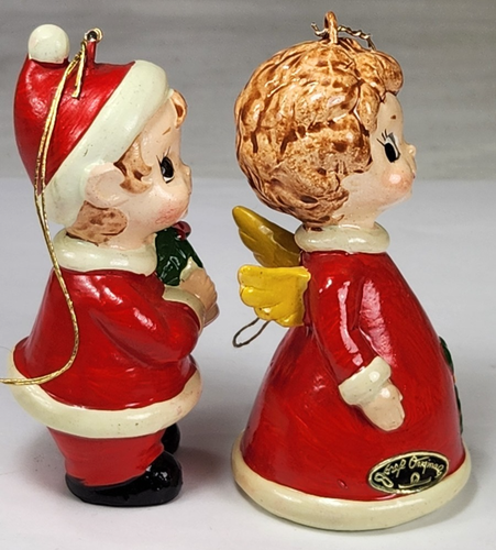 Vintage Josef Original Mädchen Engel & Junge Weihnachtsschmuck/Figur 3,25 Zoll - Bild 6 von 8