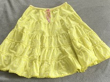 Mini Boden Girls Yellow Floral Tiered Ruffle Pull-On Skirt Cotton 9-10Y