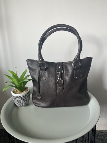 TULA Echtleder Doppelgriffe Handtasche Schultertasche - Braun