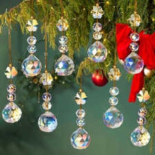 12 Pcs Christmas Crystal Prism Ball Ornaments, AB Color Glass Ball Christmas ...