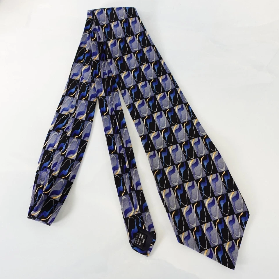 J GARCIA Corbata Cuello Para Hombres Azul Seda Diseñador Tejido Vestido Traje Vivo Preppy Artista Foto 3 de 4