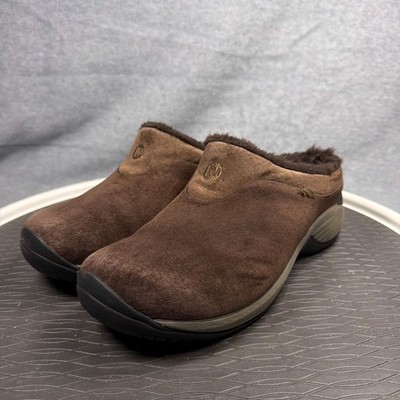 Merrell Encore Ice Bracken Clogs Womens 8 Brown Suede Slip On Fur Lined Shoes
