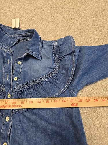 Pilcro Women's Chambray Ruffle Trim Button Down Top Sz S Western Rodeo NWT - Picture 7 of 7