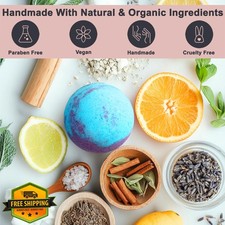 Luxury Bath Bombs Gift Set 12pc Organic Essential Oils Moisturizing Vegan