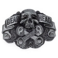 Metal Zinc Alloy Belt Buckle Western Cowboy Gear Head Skull Casual Fashion Style