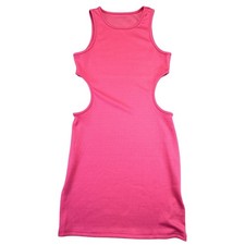 Forever 21 Dress Women's Medium Valentine's Day Cut Out Ribbed Pink Mini Bodycon